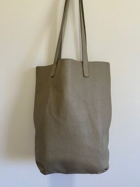 Genuine pebbled leather tote bag Indigo